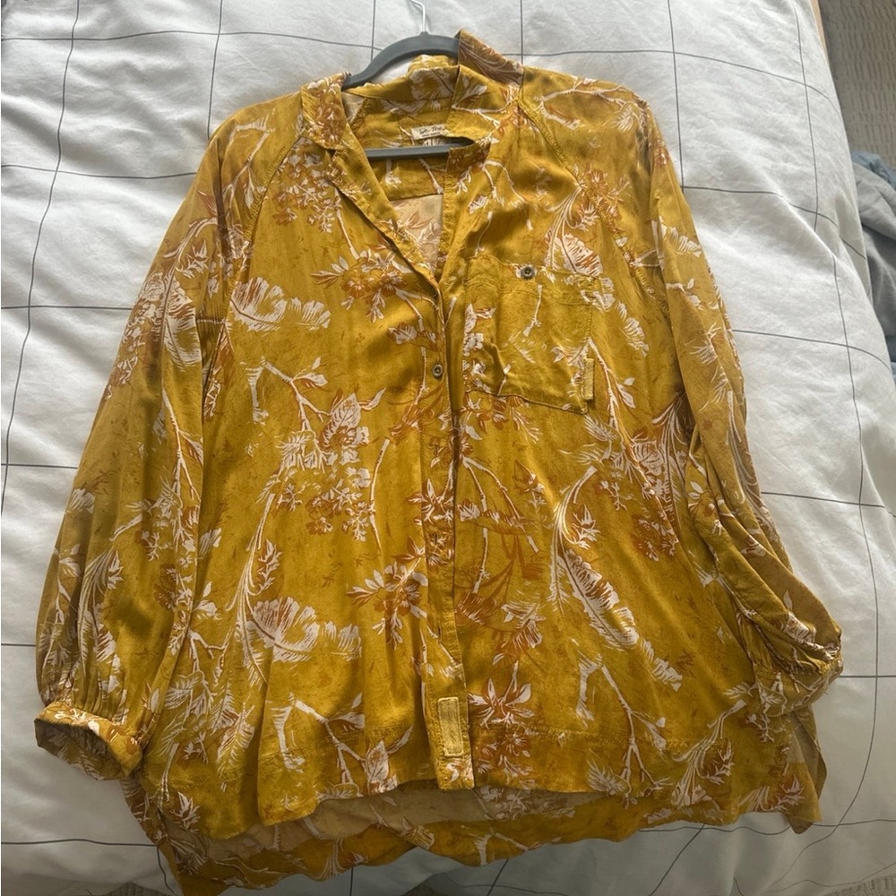 We The Free Mustard Floral Blouse